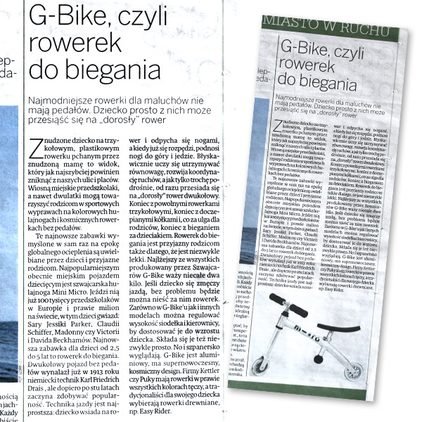 G-Bike, czyli rowerek do biegania | Magazyn Rodzinny | Polska | 9 maja 2009