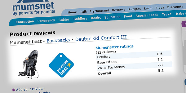 Product reviews > Mumsnet best - Backpacks - Deuter Kid Comfort III