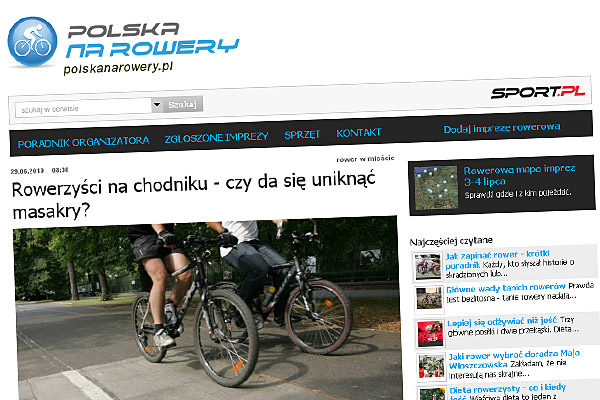 "Rowerzyści na chodniku - czy da się uniknąć masakry?" - polskanarowery.sport.pl