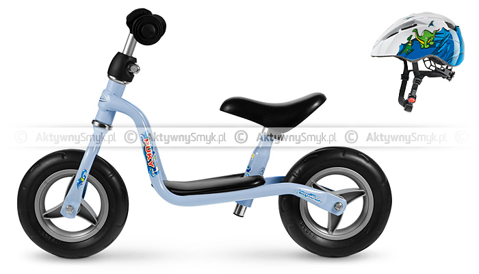 Rowerek biegowy Puky LR M błękitny + kask rowerowy Uvex Kid 2 Dinos
