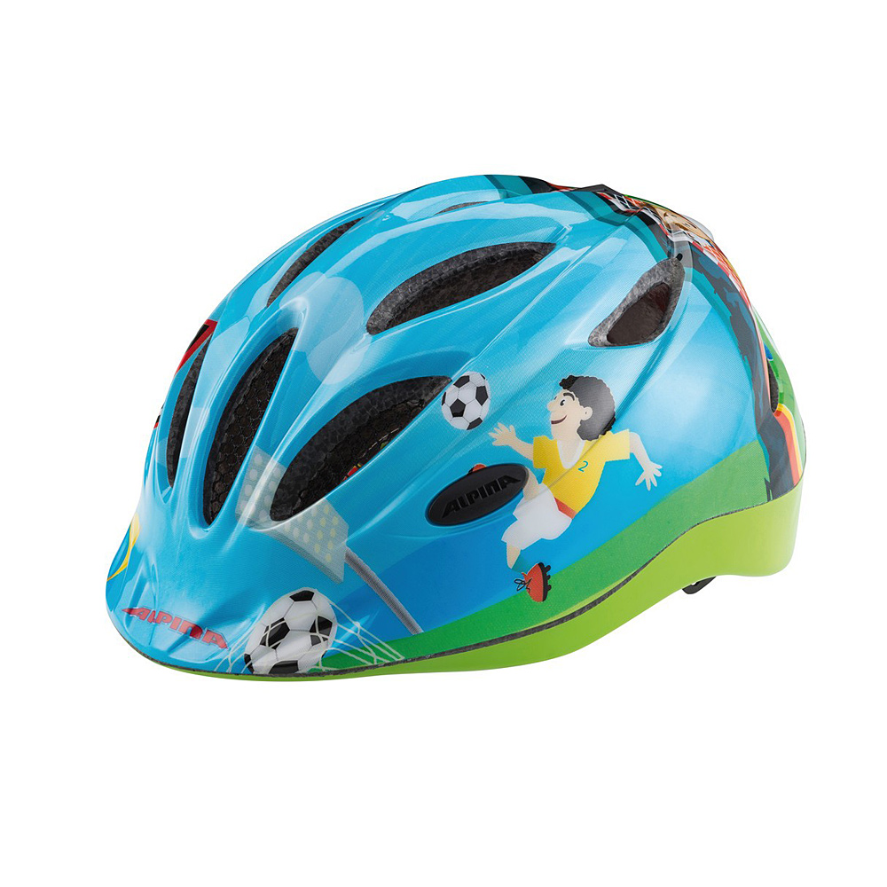 Niebiesko-zielony kask rowerowy Alpina Gamma Flash „Soccer”