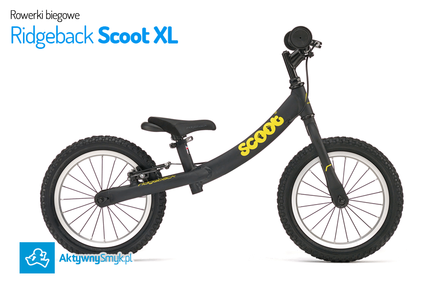 Duży czarny rowerek biegowy Ridgeback Scoot XL